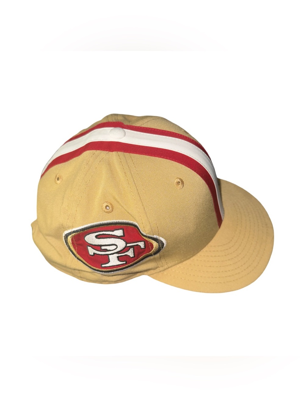 49er Tan Cap with Red & White Center Stripe - Men's SnapBack Hat